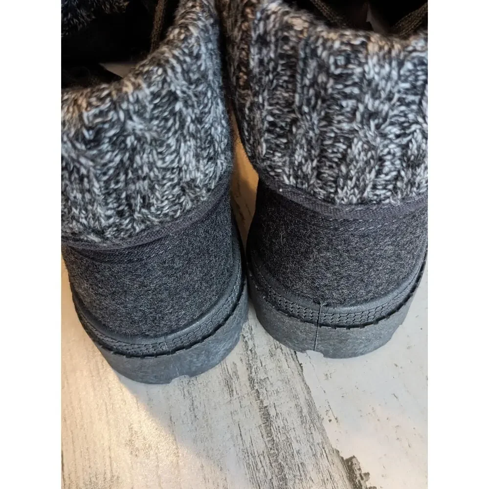 Rocket Dog Women's 7.5 Charcoal Gray Knit‑Cuff Lace‑Up Winter Boots NWOT